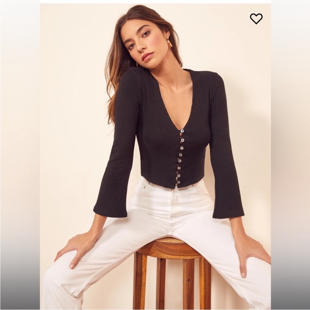 Reformation Black Gellar Knit Top